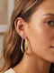 Meet Me At The Sunset Single Gold Plated Steel Hoop Earring Brown