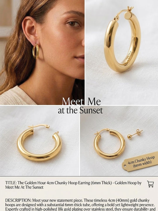 Meet Me At The Sunset Earrings Hoops Gold Plated Steel Meet Me At The Sunset Earrings Hoops Gold Plated Steel