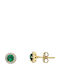 Mentzos Stud Earrings in 14K Gold with Green Stones