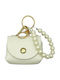 9-04 Mini Leather Bag Charm Pearls Savil White