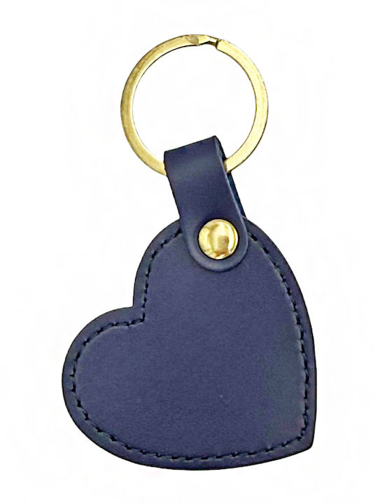 9-10 Leather Heart Keyring Savil Μπλε