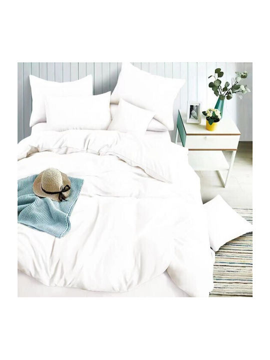 To megalo pazari Super-Double Bed Sheets Set 225x245cm White 4 Pieces