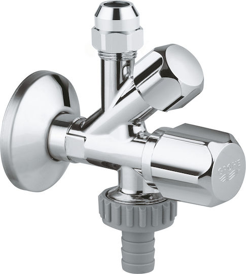 Grohe Valve Tap Angle Valve 1/2" X 3/8" X 3/4" Chrome 2 Outlets Individual Valve Each Outlet