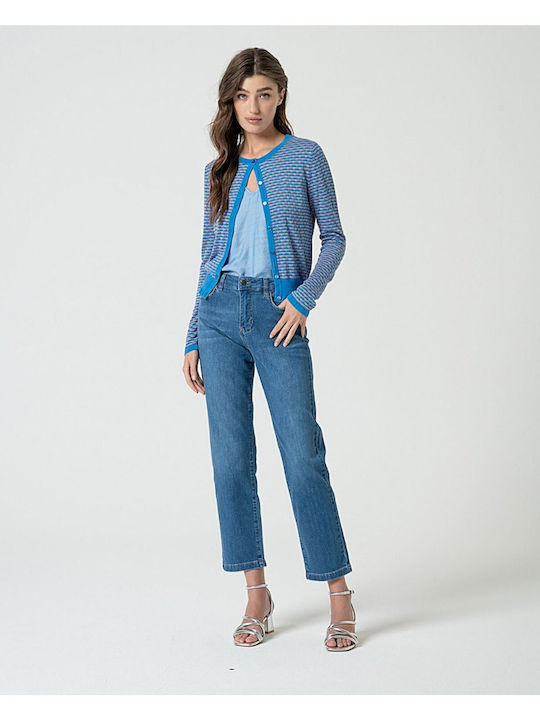 Bluza Damă cu Decolteu în V Albastru Cerulean