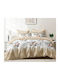 To megalo pazari King Size Bed Sheets Set with Rubber Hugger 180x200+25cm Grey Beige 4 Pieces