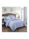 To megalo pazari King Size Bed Sheets Set with Rubber Hugger 220x240+22cm Light Blue 4 Pieces