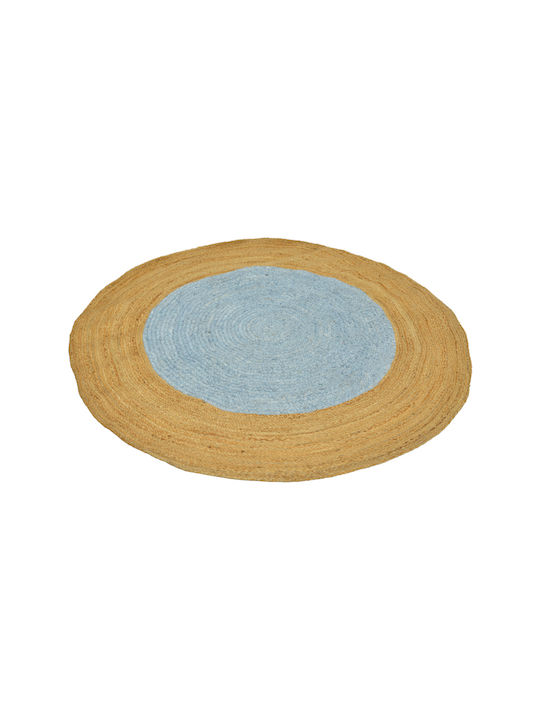 Pakketo Nebon Handmade Round Summer Rug from Jute Blue Φ150cm
