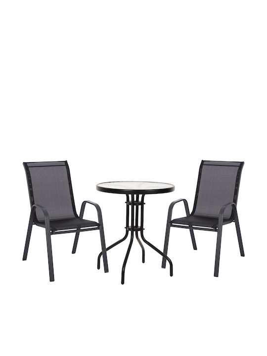 Outdoor Dining Set 3 Pieces Black