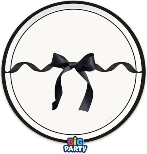 Tres Chic Με Μαύρο Φιόγκο 24cm Πιάτο για Party 4τμχ