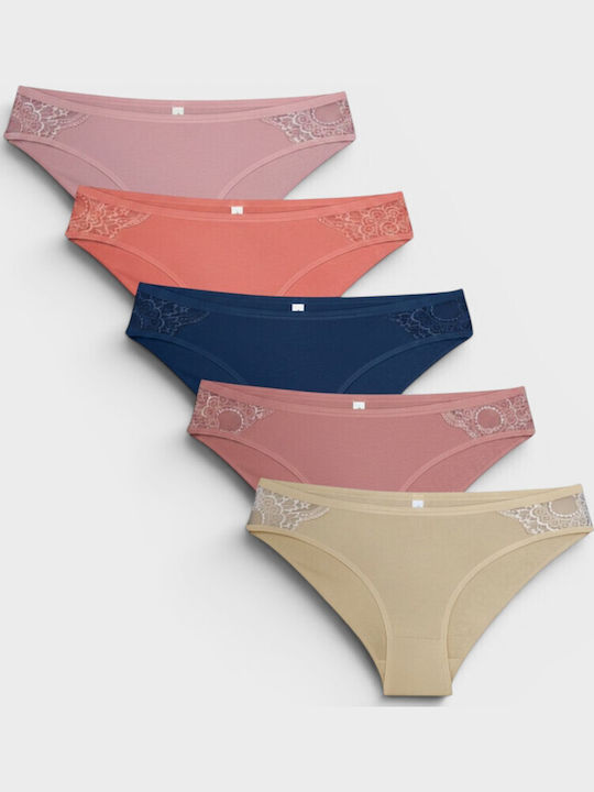 Damen-Slips MultiPack mit Spitze Mehrfarbig