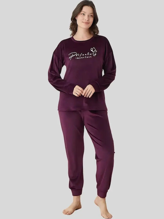 Boyraz Winter Damen Schlafanzug Set Lila