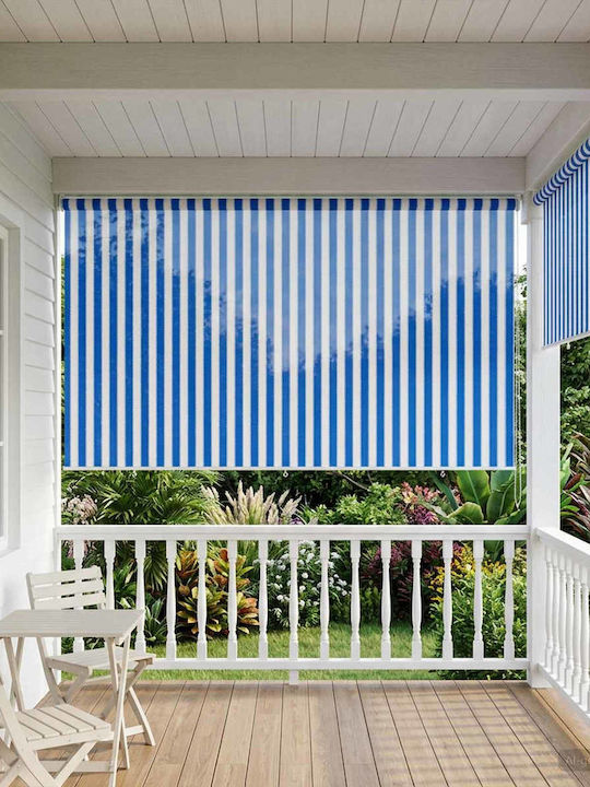 vidaXL Πλαϊνό Ρολό Σκίασης Βεράντας με Led Μπλε 4.05x2.3m