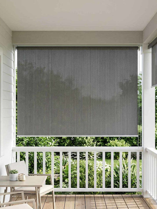 vidaXL Seitliches Sonnenschirm-Rolle für Terrasse mit LEDs Grau 1,6x2,3m