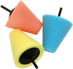 Set 3 Polishing Sponges Cone Rims Handles Exhaust 75 Mm