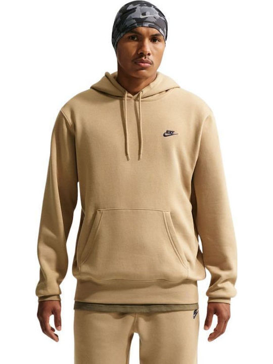 Nike Club Φούτερ με Κουκούλα Beige