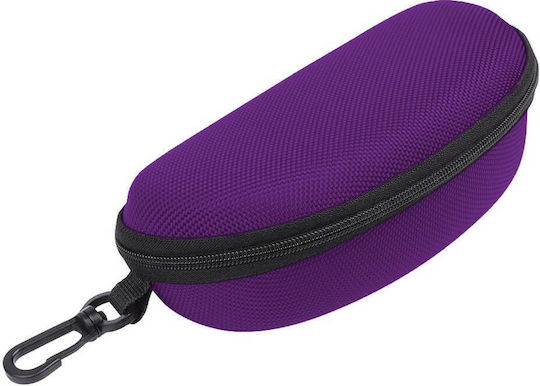 Glasses Case Zipper Pouch Carabiner Purple Color