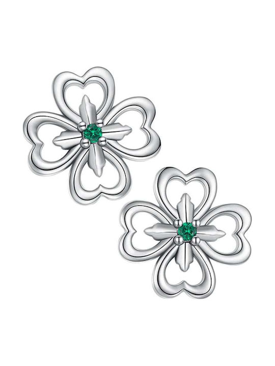 Trusky Silver Earrings with Green Stones