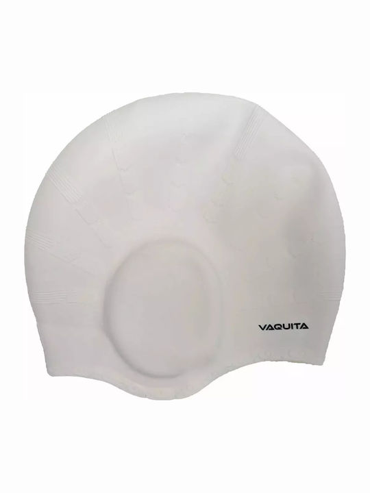 Silicone Swimming Cap Ear Protection White