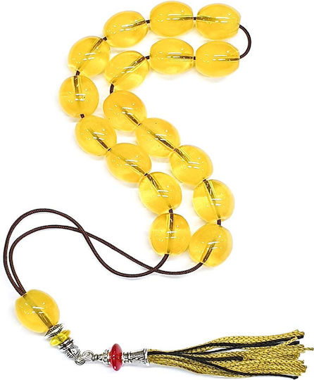 Roloi Komboloi Worry Beads with 17 Beads Length 35cm Yellow