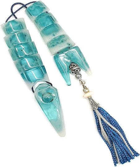 Roloi Komboloi Begleri with 9 Resin Beads Length 29cm Turquoise