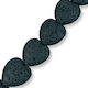 Natural Lava Heart Blue Petrol 20mm – 40cm Length