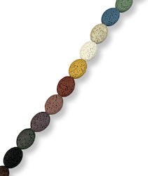 Natural Lava Oval Multicolour Mix 14x11mm – Length 40cm