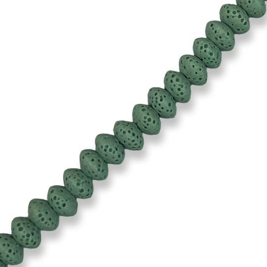 Natural Lava Oval Bead Olive Green 8x5mm – Hole 2mm – Length 20cm 39 Beads