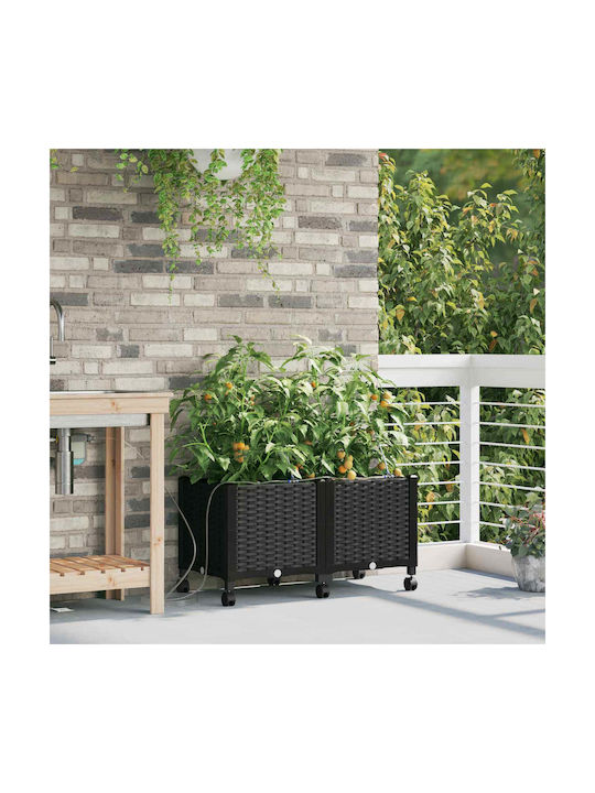 vidaXL Set 2 Planter Box-uri Din Plastic Negre