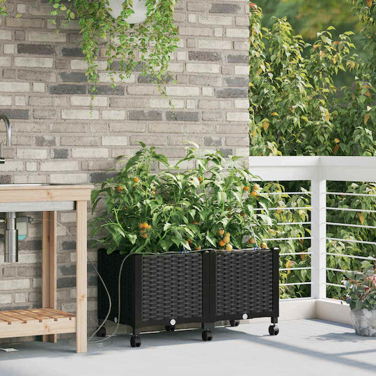 vidaXL Set of 2 Black Plastic Planter Boxes