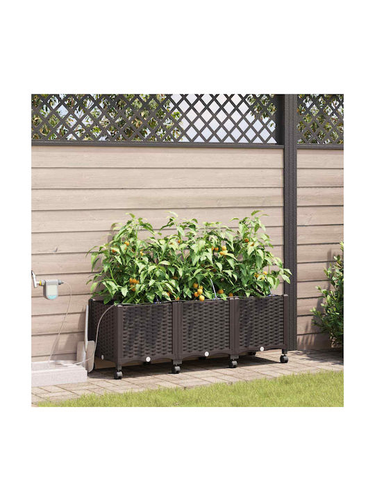 vidaXL Set 3 Planter Box-uri Din Plastic Maro