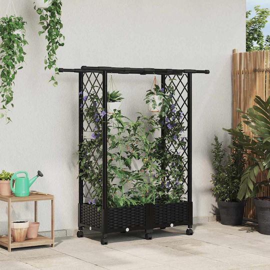 vidaXL Zardiniere Din Plastic Neagră 122.5x40x127 cm