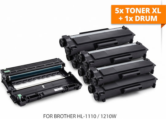 Pack 5 Compatible Toner For Brother Hl-1110 / 1210w Laser Printer Black High Yield