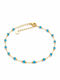 Charmy Gold Plated Anklet Steel Turquoise 25cm