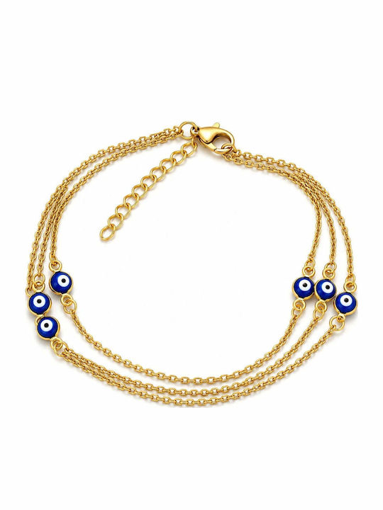 Charmy Gold Plated Steel Anklet Blue 22cm