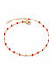 Charmy Gold Plated Steel Anklet Red 23cm