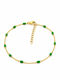 Charmy Gold Plated Anklet Bracelet from Steel Green 22cm