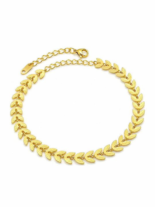 Charmy Gold Plated Anklet Bracelet from Steel 22cm