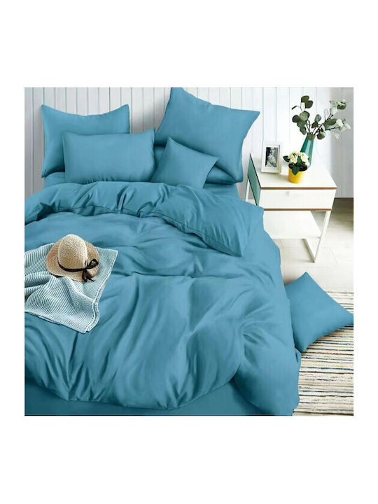 To megalo pazari Duvet Cover Set 160x240cm Single With Pillowcase Turquoise
