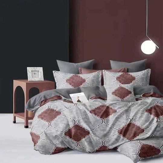 To megalo pazari To megalo pazari Bettbezüge Flanell 220x240cm Übergröße mit 2 Kissenbezügen Grau-Säpiom Mílo