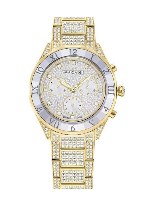 Swarovski Dextera Lux Womens Watch 40mm Chronograph Battery with Gold Metal Bracelet Swarovski Dextera Lux Womens Watch 40mm Chronograph Battery with Gold Metal Bracelet