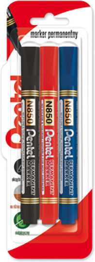 Pentel N850 Ανεξίτηλοι Μαρκαδόροι Black 4.5mm Σετ 3τμχ