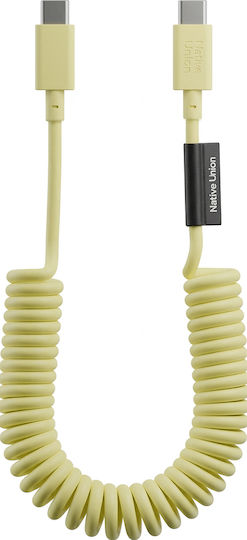 Native Union Usb-c To Usb-c Cable 60w Coiled 1.2m Pop Series Fast Charging Yellow