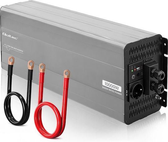 Qoltec Μετατροπέας Τάσης Pure Sine Wave 12v 230v 3000w 6000w Lcd Usb Usb-c Συμβατός Lifepo4 Agm Gel