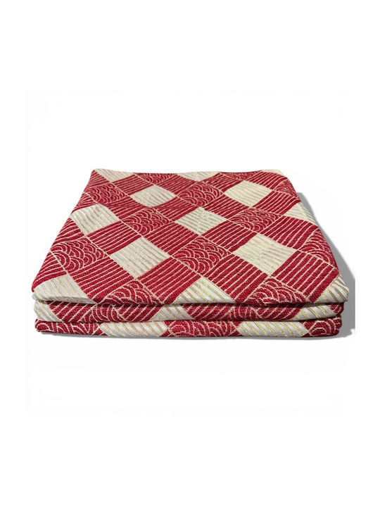 To megalo pazari Throws Set 3 Pcs Chenille Red-Ecru