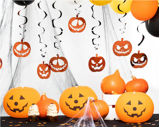 Pumpkin Spiral Hanging Decoration Halloween 6pcs