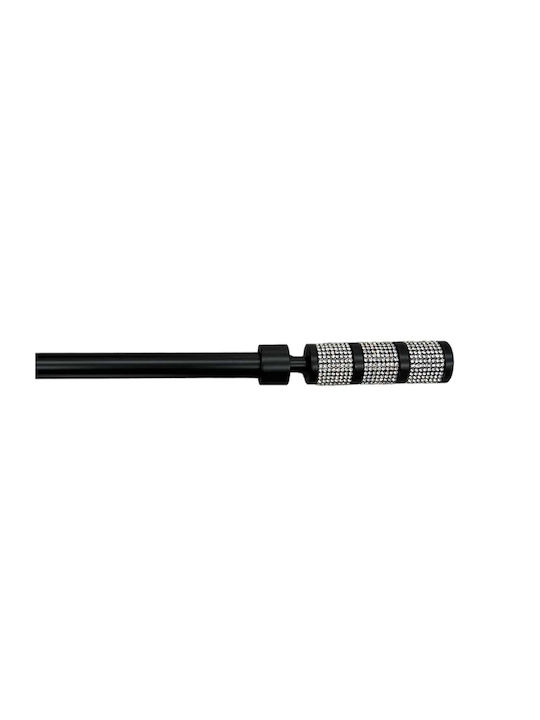 To megalo pazari Extendable Metallic Single Curtain Pole Φ19mm 120-210cm Black