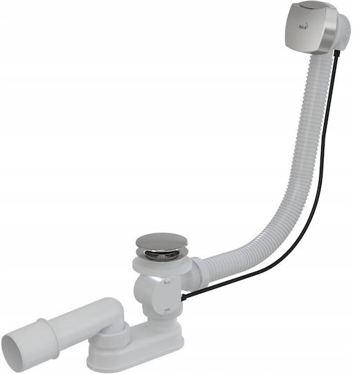 Alcadrain Rostfreier Stahl Siphon Flexibel mit Überlauf und Ausgang 52 mm Grau