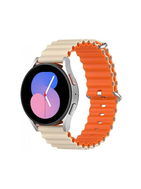 Curea Ocean Silicon Dual Color Amazfit Bip 6 46mm 22mm Portocaliu Starlight