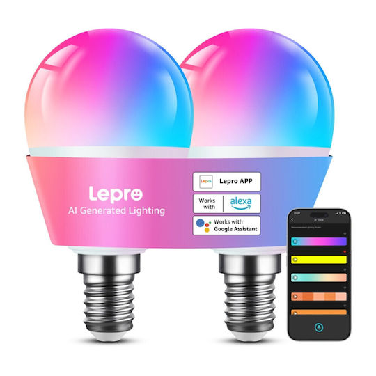 Lepro Smart Λάμπες LED για Ντουί E14 Θερμό Λευκό 470lm 2τμχ