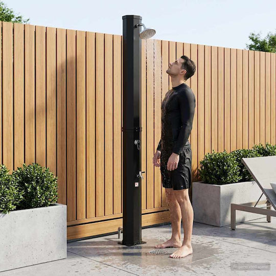vidaXL Pool Shower Solar Made of PVC 217x18 cm Black
